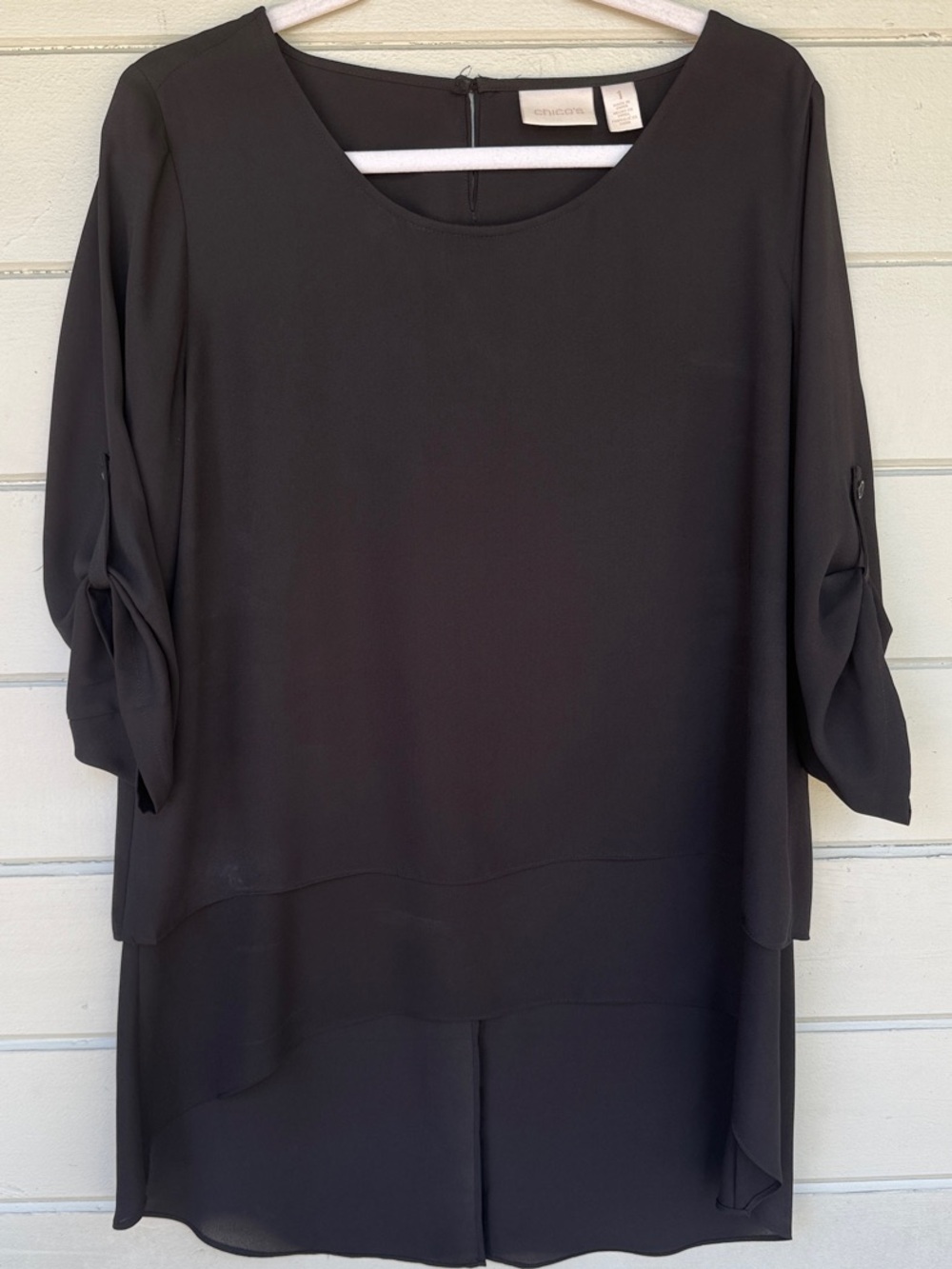 Chico's Black Layered Chiffon Tunic